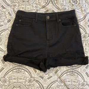 AE Curvy High Rise Black Denim Shorts